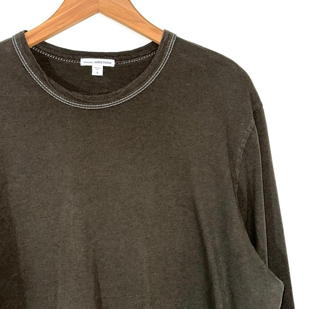 SOLD 💕Standard James Perse Men’s Green Combed Cotton Long Sleeve Crew Neck Shirt - Picture 2 of 10